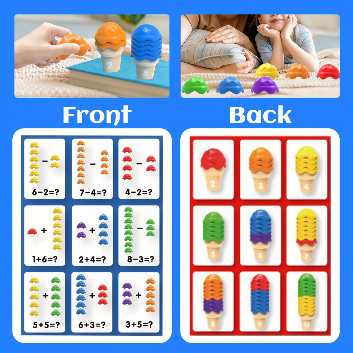 Ice Cream Counting & Sorting Stacking Toy - Educational Puzzle