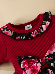 2pc Baby Girls Floral Print Dress & Headband Set Clothes