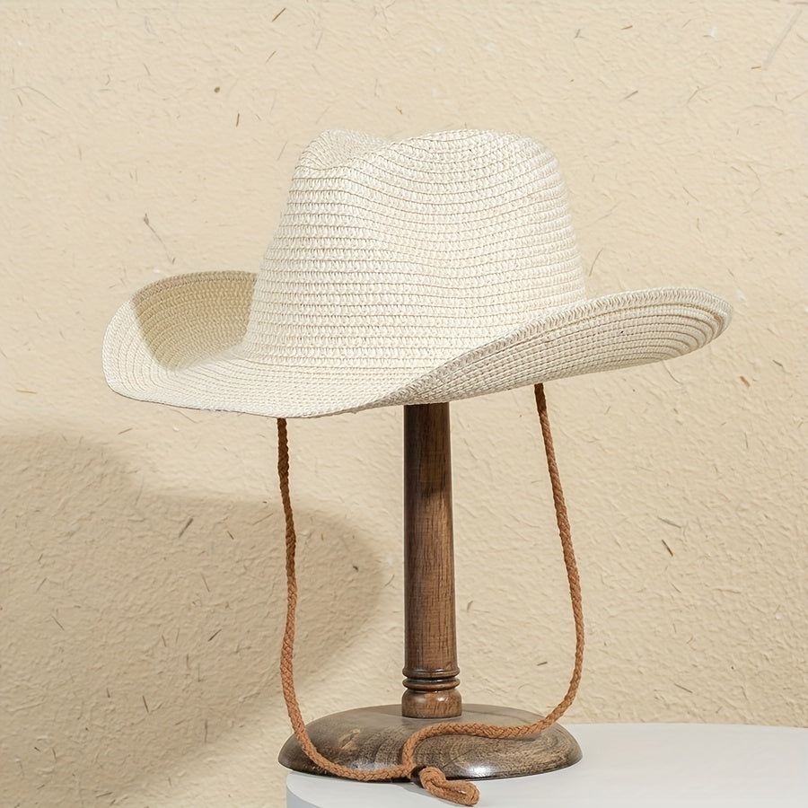 Casual Big Brim Jazz Hat Outdoor Beach Travel Sunscreen Straw Hat