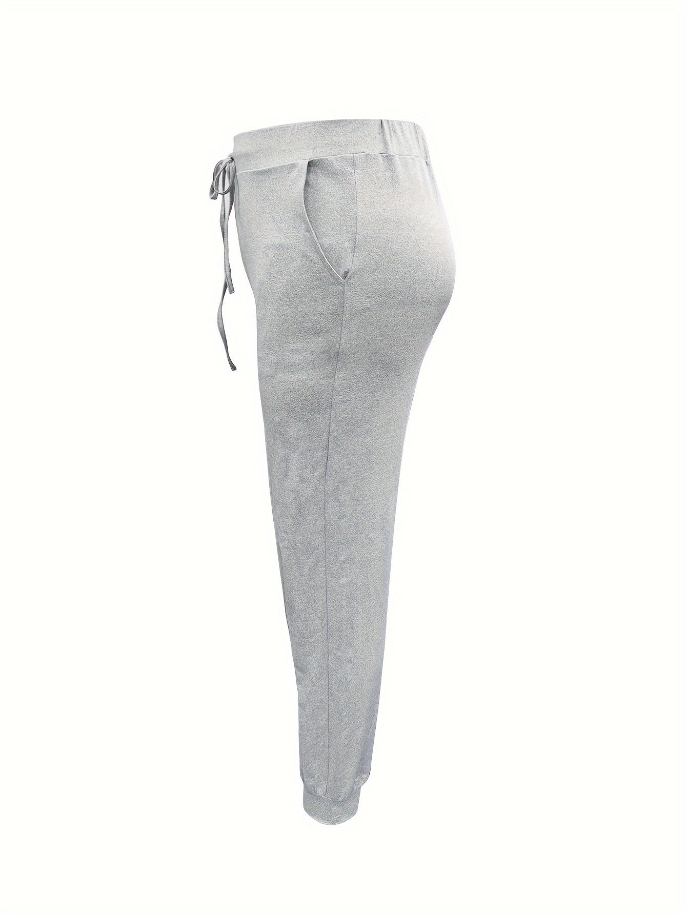  Solid Tie Front High Waist Joggers With Pockets