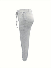  Solid Tie Front High Waist Joggers With Pockets
