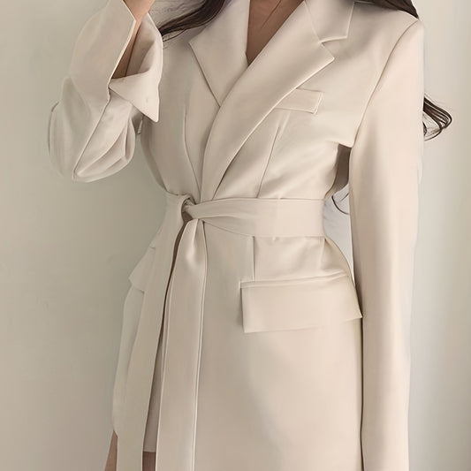 Solid Lapel Blazer Long Sleeve Work Office Outerwear Women's Clothing