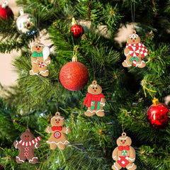 12pcs Vintage Gingerbread Men Christmas Tree Ornaments PVC Decorations