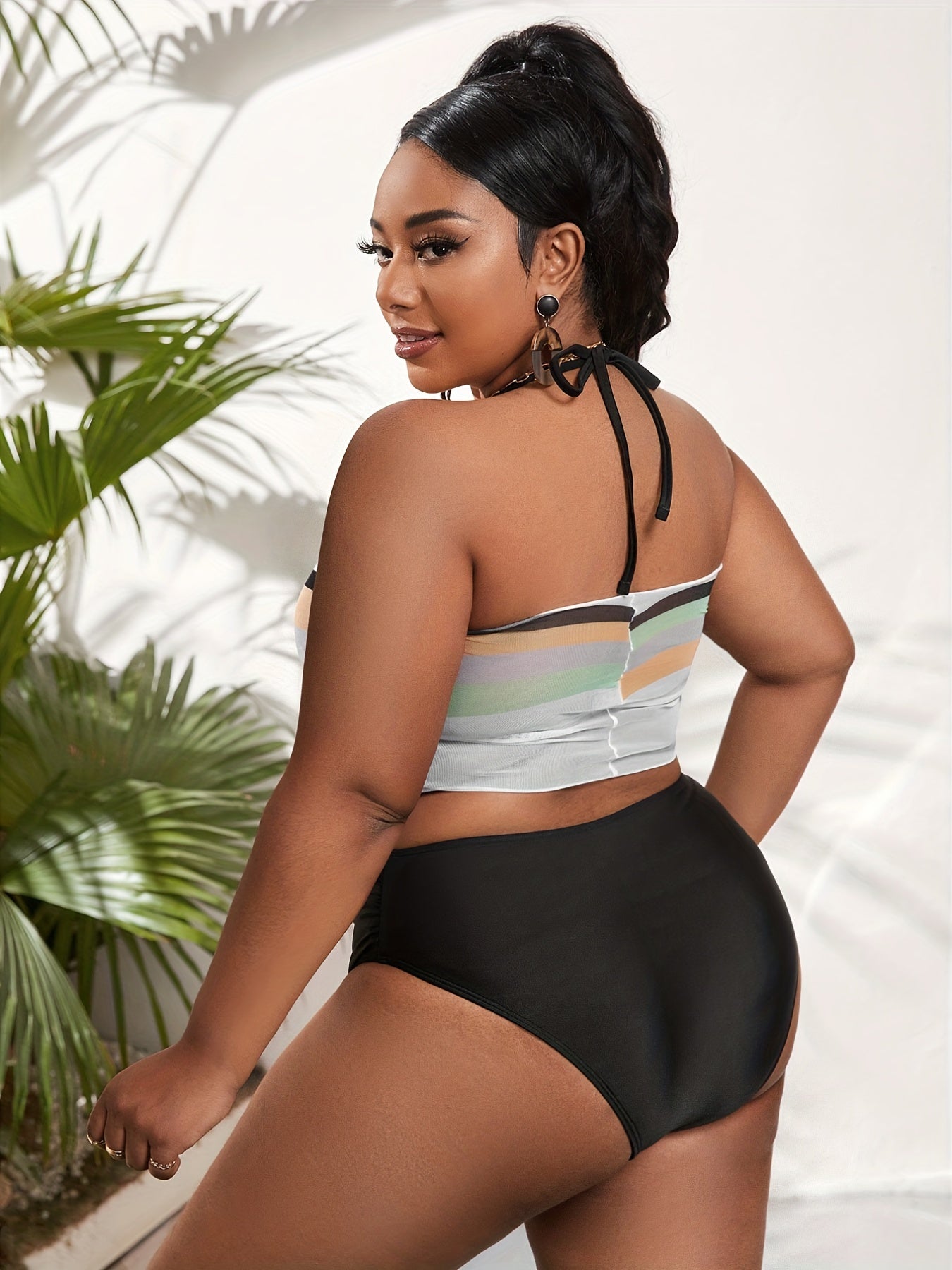  Halter Neck Bikini Set Plain Two Piece