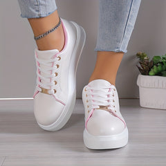 Women's Solid Kate Shoes Casual Round Toe Lace Up Low Top Sneakers