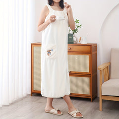 Women's Shower Dress Wearable Bath Wrap Towels With Patched Pocket