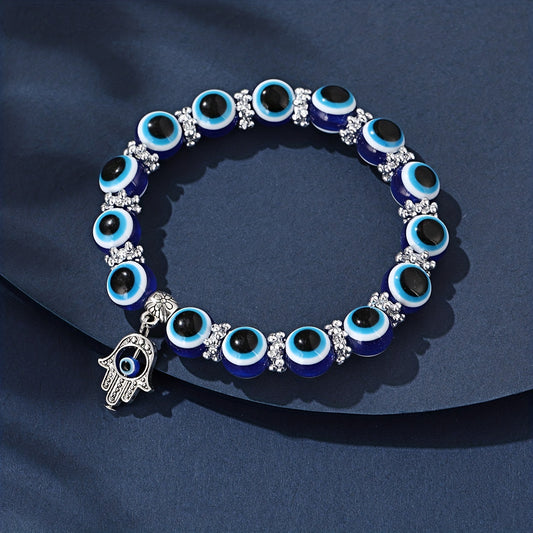 Royal Devil's Eye Beaded Palm Eye Pendant Bracelet Gift