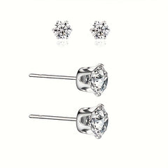 Zircon Decor Stud Earrings Stainless Steel Jewelry Delicate Gift