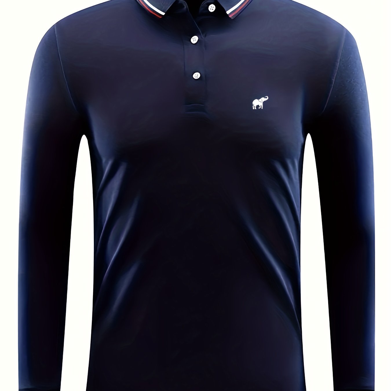 Elephant Print Men's Casual Button Up Long Sleeve Lightweight Polo Shirt
