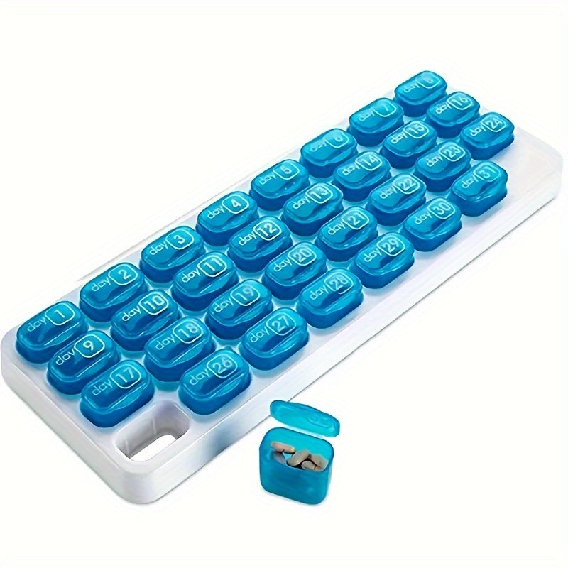 Plastic 31 Compartment Pill Storage Box with Date for Outdoor Use