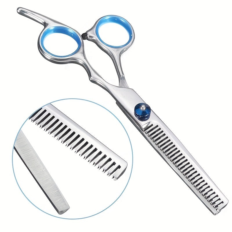 Pet Grooming Scissors Kit Round Tip Straight Thin Curved Shears & Comb Set