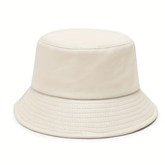 Soft Waterproof PU Bucket Hat Solid Basin Hat Lightweight Unisex Fisherman Cap