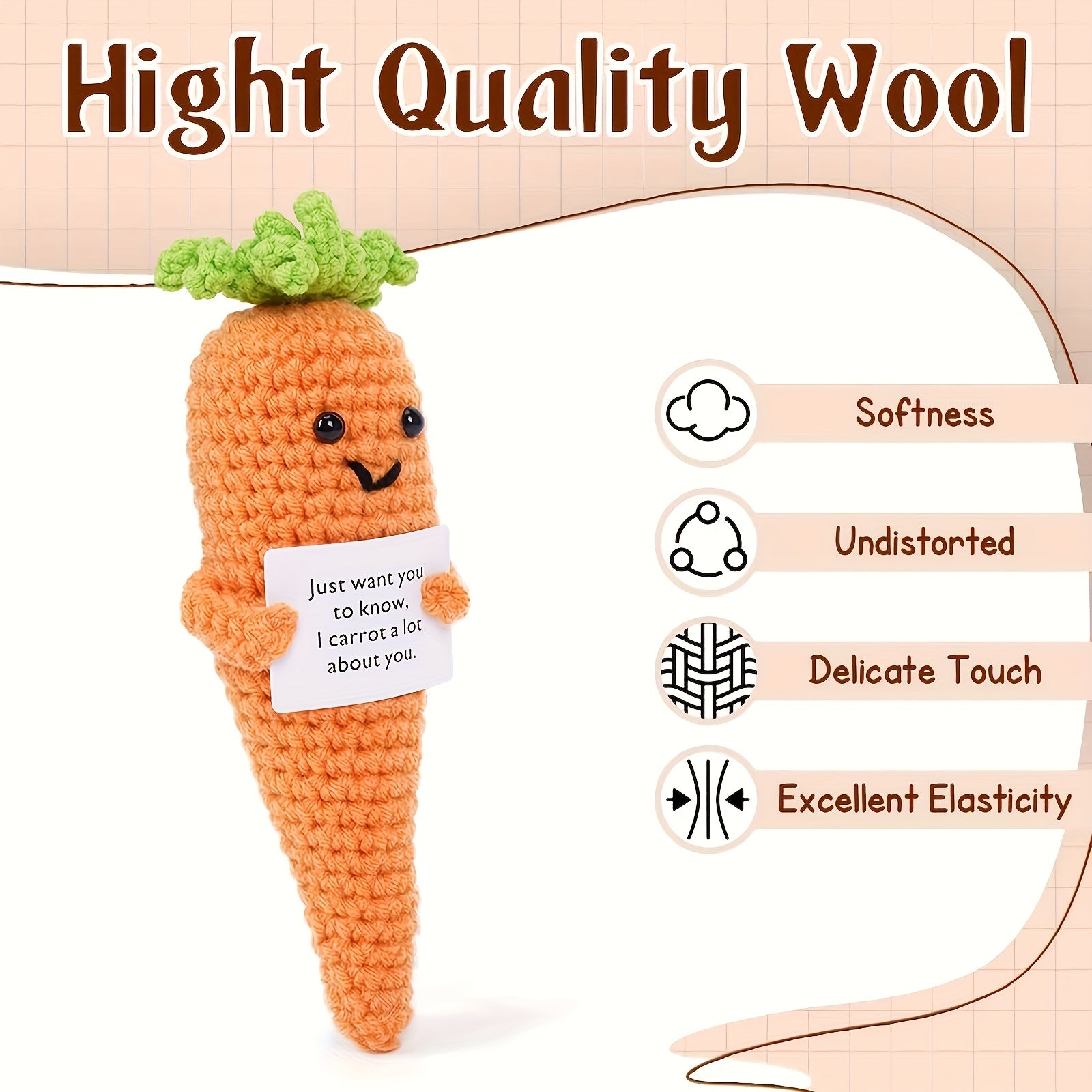 Crochet Carrot Plush Toy Orange Fabric Emotional Support Doll Positive Life Quot