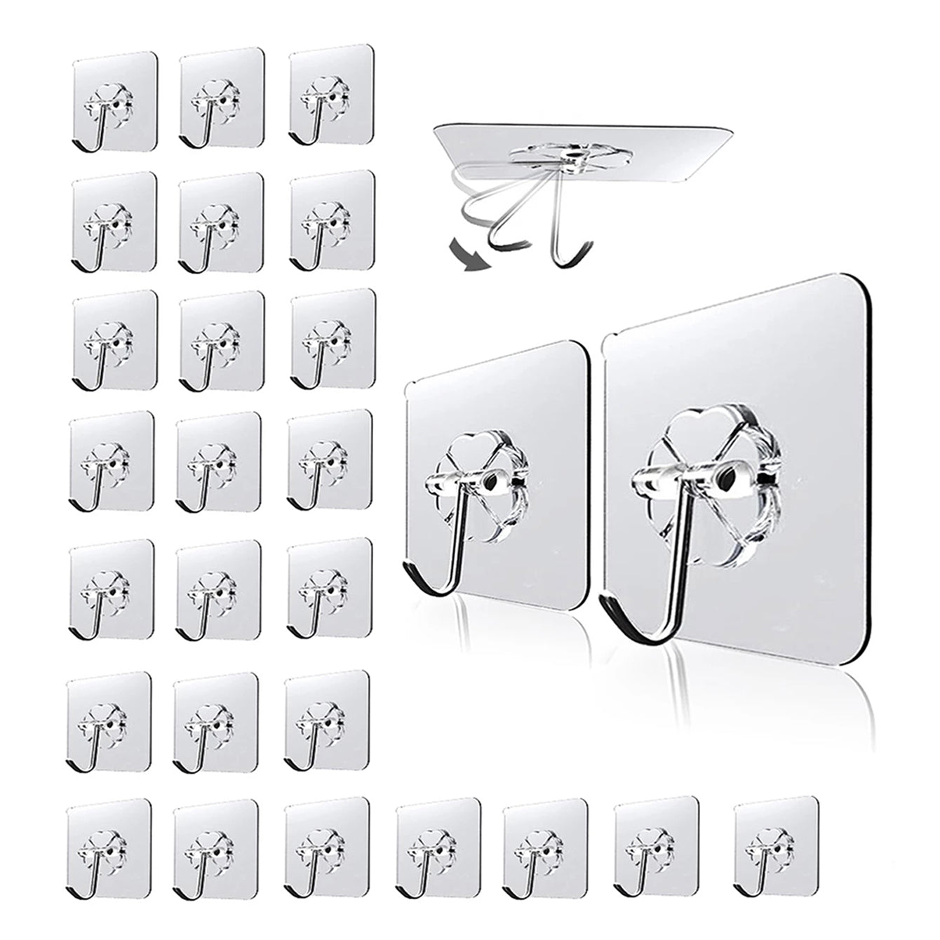 30pcs Transparent Adhesive Hooks Kitchenware Hooks Anti Skid Traceless