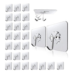 30pcs Transparent Adhesive Hooks Kitchenware Hooks Anti Skid Traceless