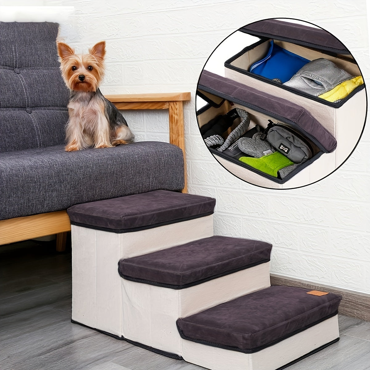 Foldable 3 Layer Dog Stairs For Small Dogs Cats