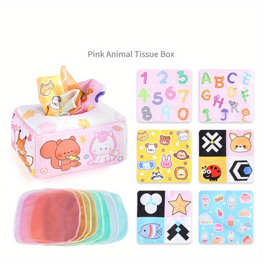 Baby Puzzle Cloth Book Toy Animal Washable Tissue Box