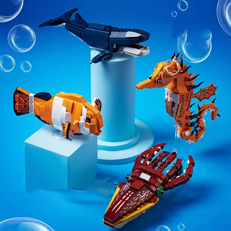 Marine Animal Blocks: Shark Crab Model DIY Toy