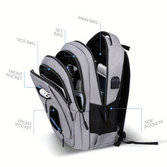 Large Capacity Backpack With USB Charging Port Business Computer Bag