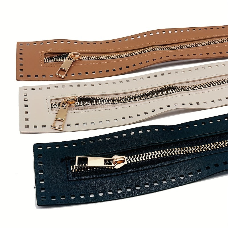3pcs Box Bag Hardware Accessories Leather Zipper Braided Bag Zipper Strip