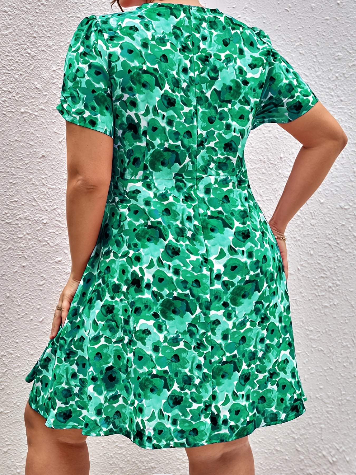  Boho Dress Women's Plus Floral Print Short Sleeve Slim Fit Dress