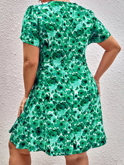 Boho Dress Women's Plus Floral Print Short Sleeve Slim Fit Dress