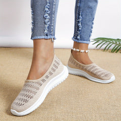Women's Hollow Out Knit Flat Shoes Slip On Mesh Lightweight Casual Outdoor Shoes