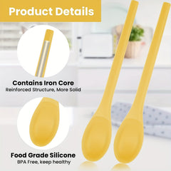 2pcs Long Handle Silicone Spoons for Cooking Mixing Dishwasher Safe