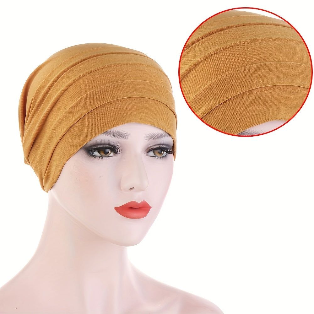 Solid Turban Lightweight Head Scarf Ramadan Head Wrap Beanie Cap