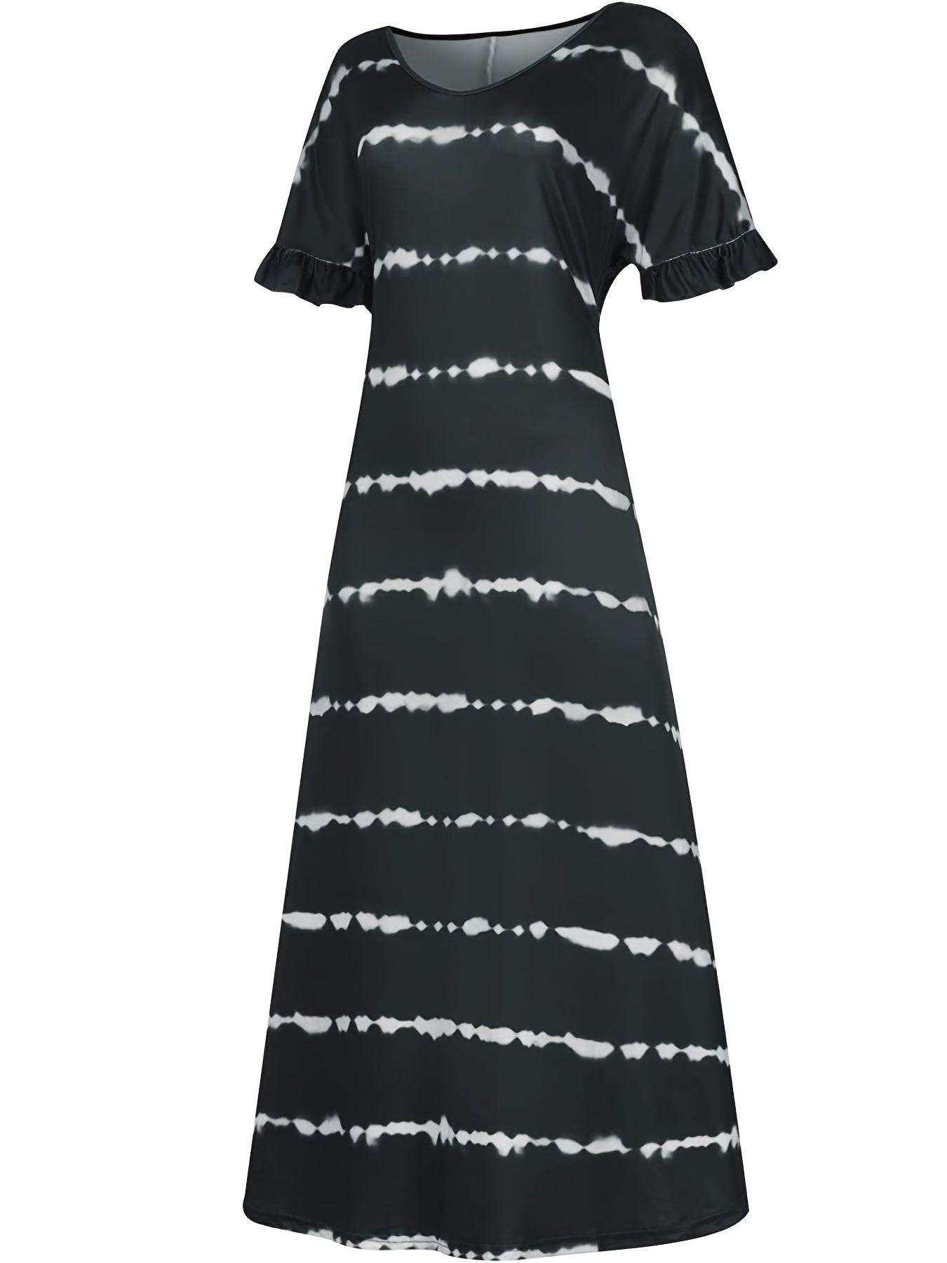 Plus Strip V Neck Maxi Dress With Pockets