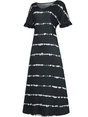Plus Strip V Neck Maxi Dress With Pockets