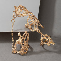 Flower Chain Stylish Hollow Carving Ring Jewelry For Women
