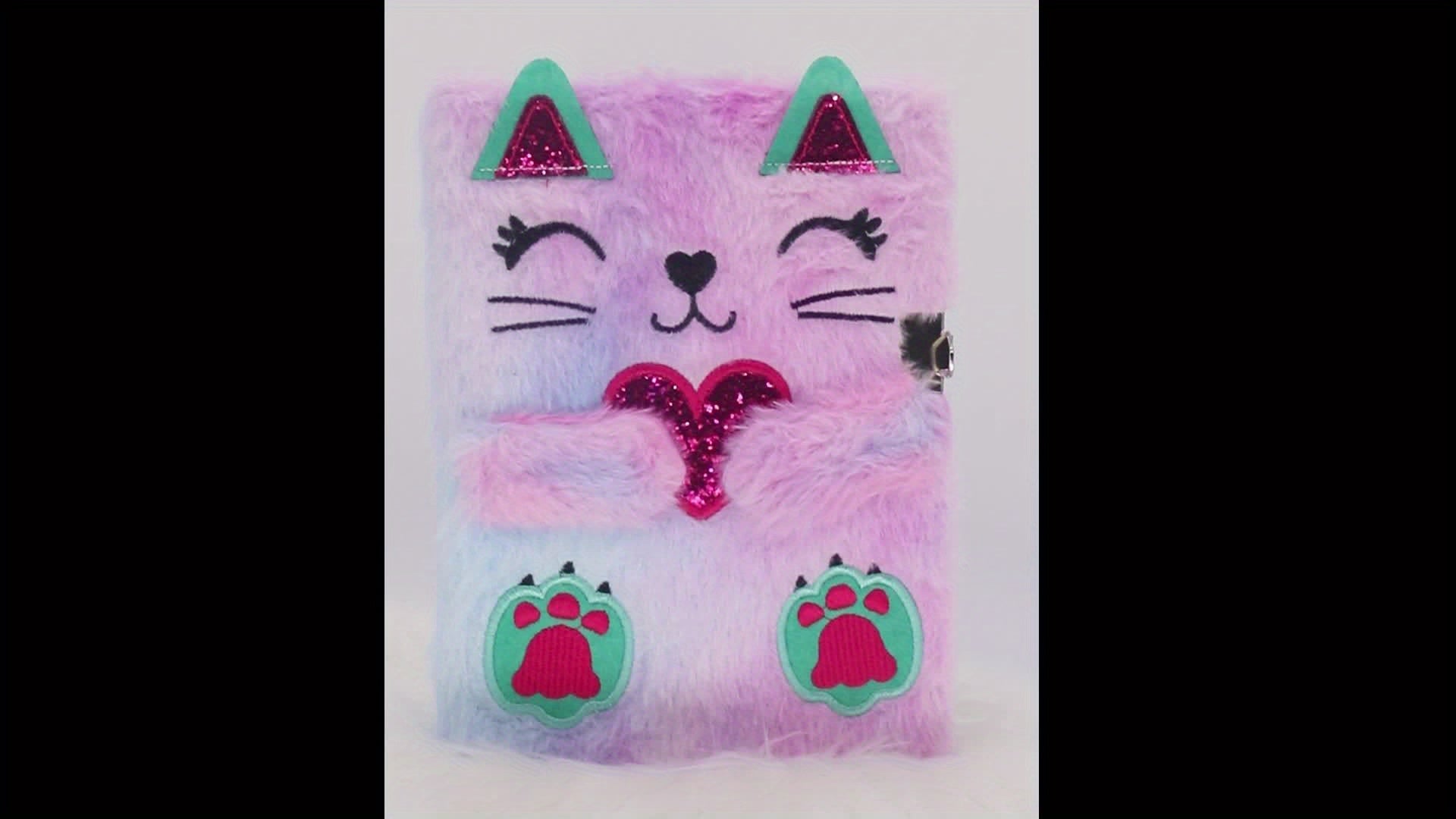 Love Heart Cat Lockable Journal Set Diary Stickers Mini Wallet for Teens