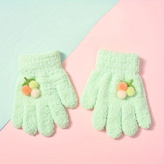 Children's Winter Knitted Gloves Cartoon Full Finger Gloves