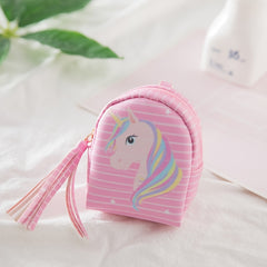 Girls Cartoon Unicorn Print Coin Purse Bag Key Pendant for Kids