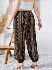  Boho Patchwork Print Drawstring Jogger Trousers