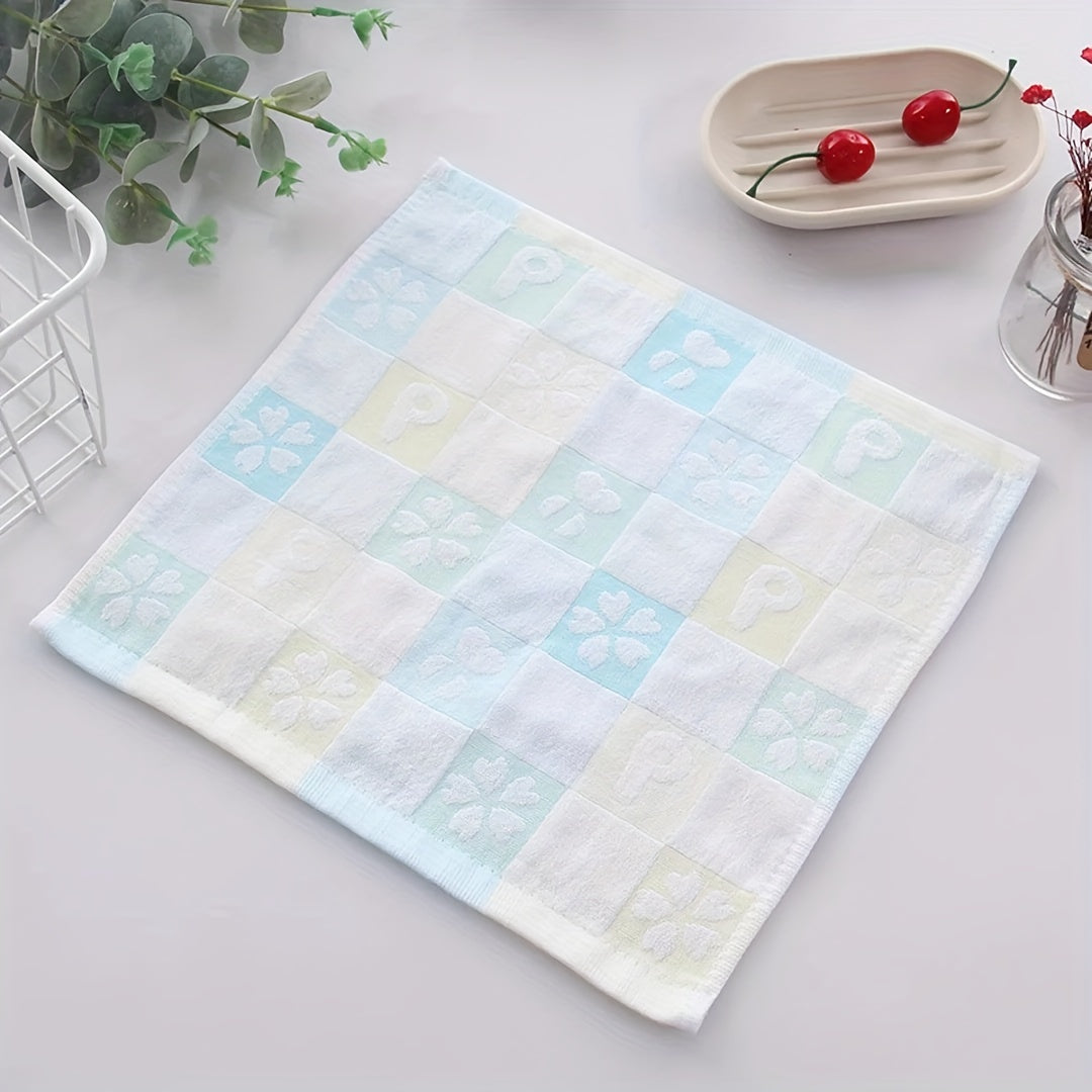 Plaid Washcloth Cotton Handkerchief Soft Towel for Home Bathroom