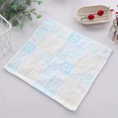 Plaid Washcloth Cotton Handkerchief Soft Towel for Home Bathroom