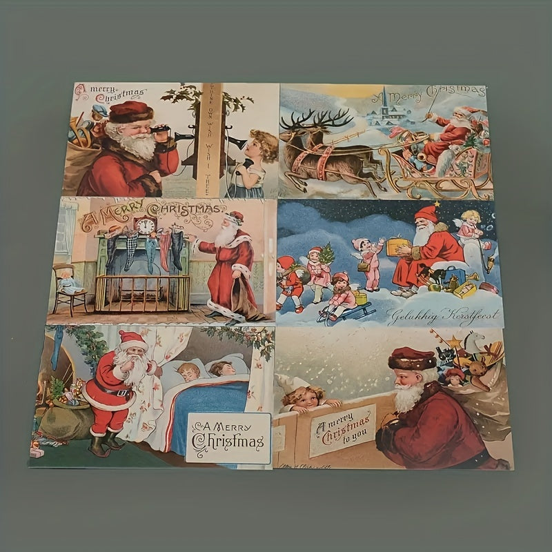 30pcs Santa Gift Card Postcards - Holiday Greetings & Christmas Blessings