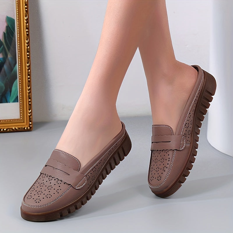 Women's Hollow Out Mule Sneakers Lightweight Slip On Shoes Breathable Closed Toe