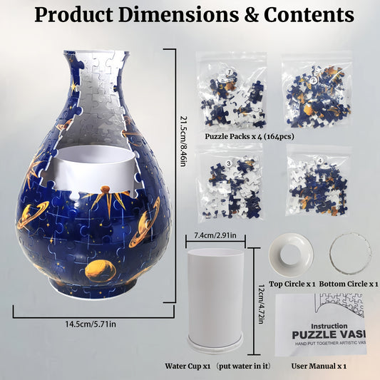 Golden Marble Pattern 3D Jigsaw Puzzle Vase for Adults