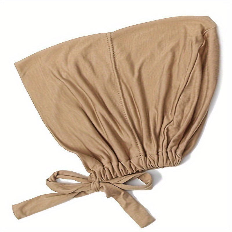 Adjustable Inner Under Hijab Cap With Ties Back Under Scarf Solid Bonnet Caps