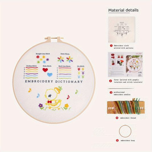 3D Embroidery Starter Kit Cross Stitch Cat Animal Flower Patterns Embroidery Hoo