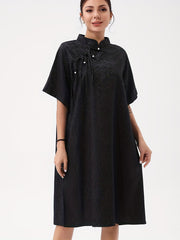  Solid Brocade Jacquard Chinese Style Cheongsam Dress