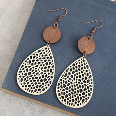Hollow Leaf PU Leather Earrings Party Vacation Gift