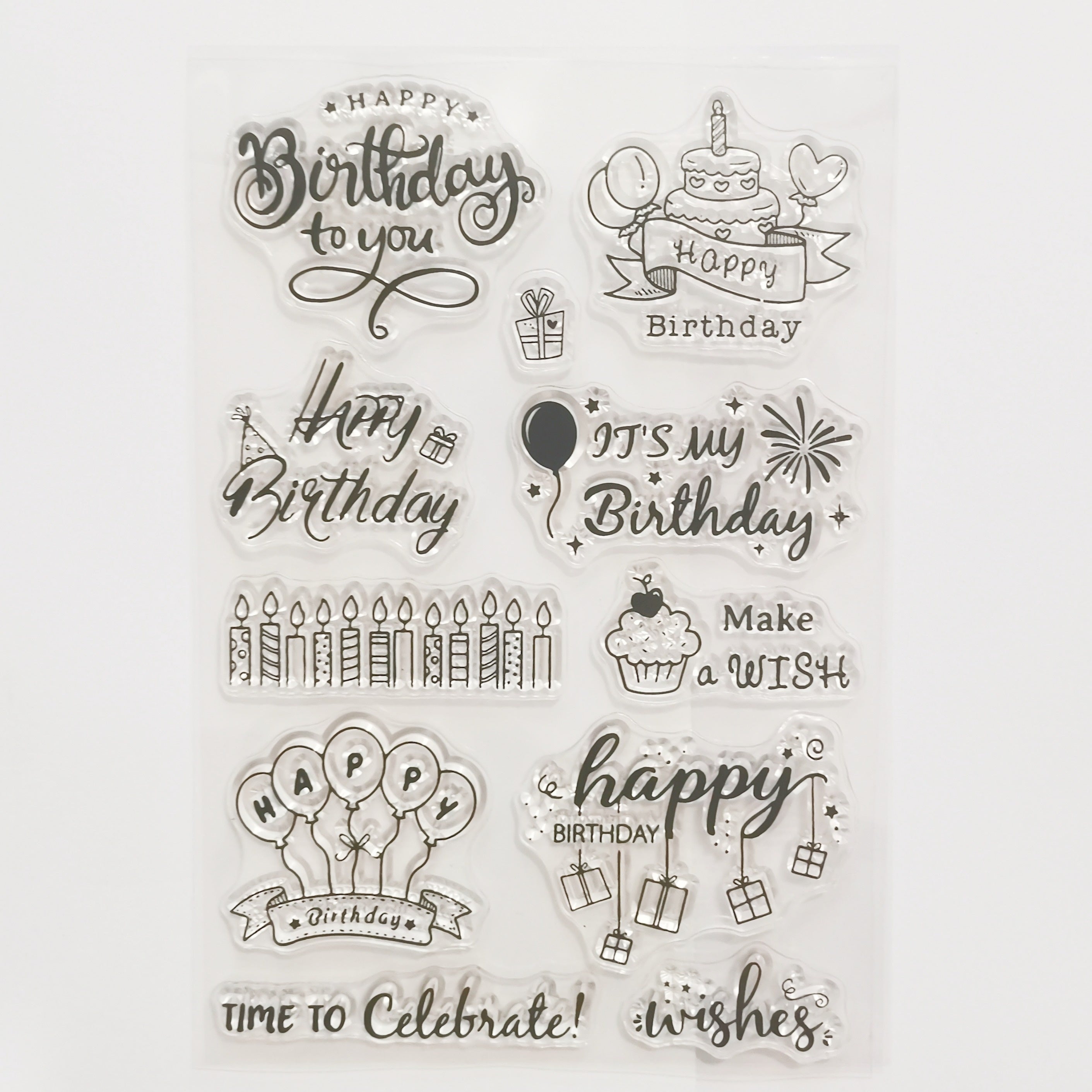 Word Cake Candle Balloon Transparent Silicone Stamp