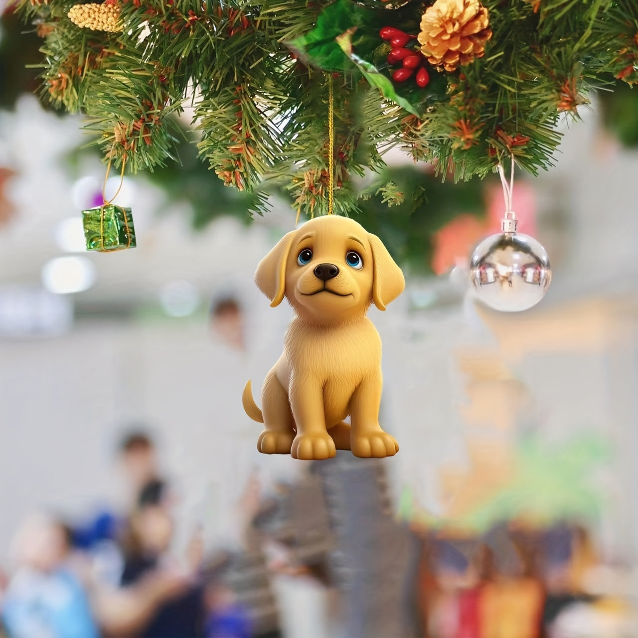 2D Acrylic Puppy Car Pendant Christmas Tree Decoration Backpack Pendant