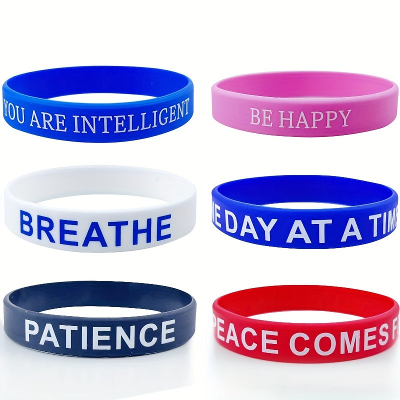 4PCS Inspirational Quotes Bracelet Elastic Wrist Strap