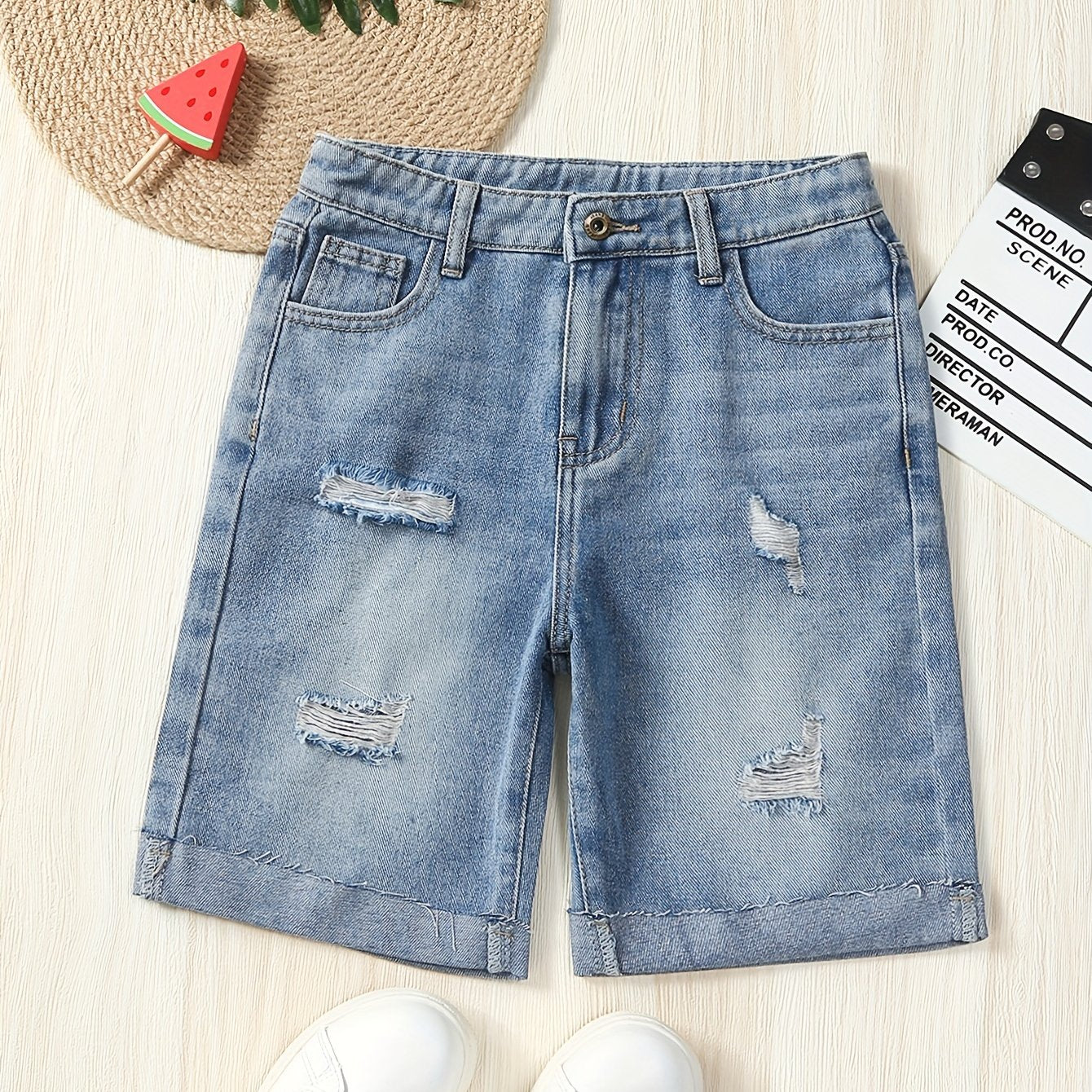 Boys Ripped Denim Shorts for Summer Kids