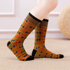 3 Pairs Geometric Pattern Socks Women's Mid Tube Stockings